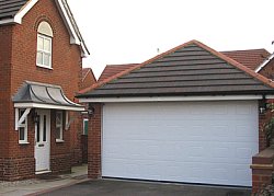 Hormann s panel georgian sectional double garage door in white